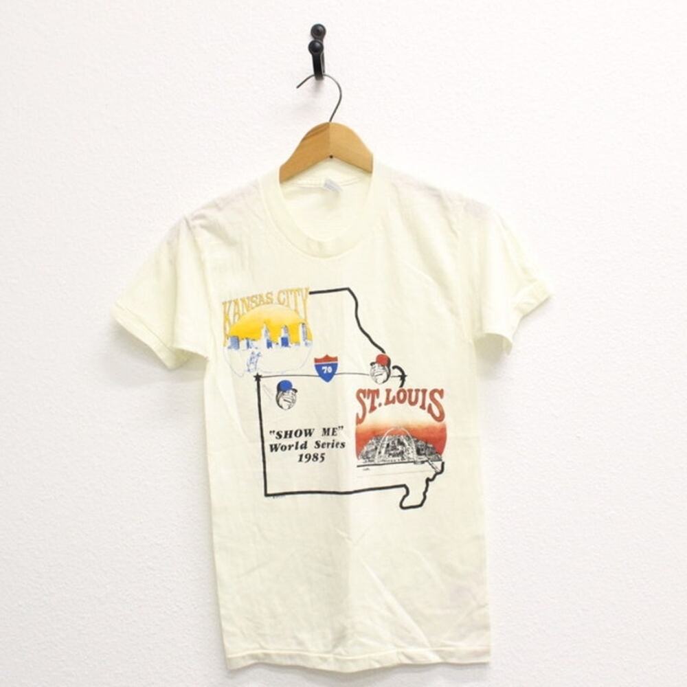 Vintage 1985 Missouri Show Me State World Series White T Shirt Mens Small